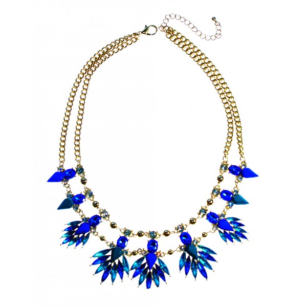 Peacock Jeweled Feather Bursts Necklace